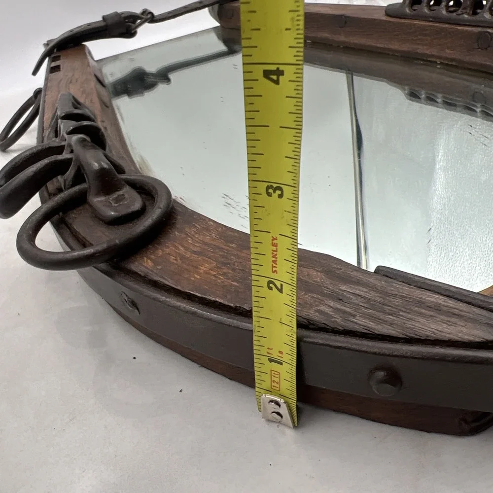 ANTIQUE EQUESTRIAN HORSE COLLAR WALL MIRROR Primitive